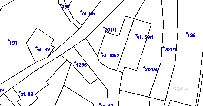 Parcela st. 68/2 v KÚ Luže, Katastrální mapa