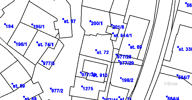 Parcela st. 72 v KÚ Luže, Katastrální mapa