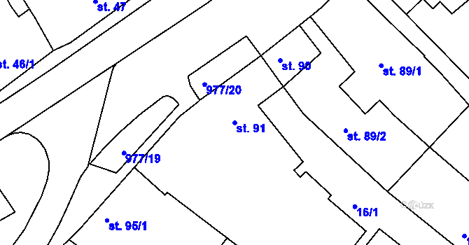 Parcela st. 91 v KÚ Luže, Katastrální mapa