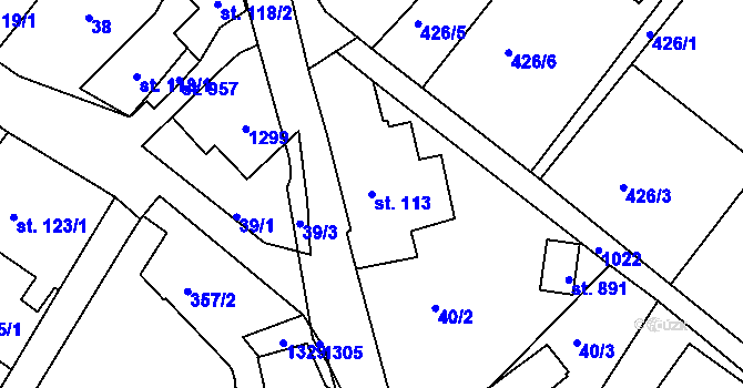 Parcela st. 113 v KÚ Luže, Katastrální mapa