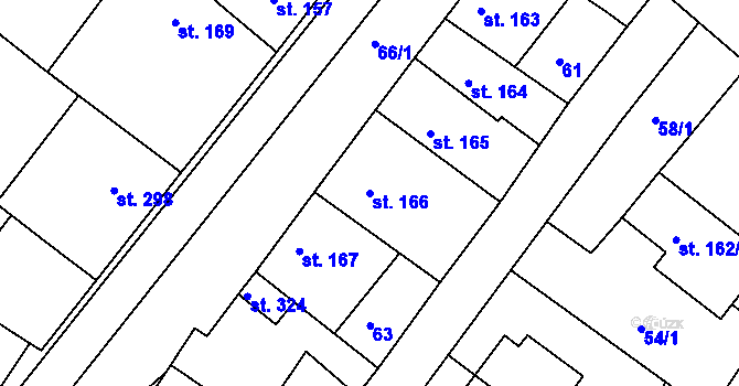 Parcela st. 166 v KÚ Luže, Katastrální mapa