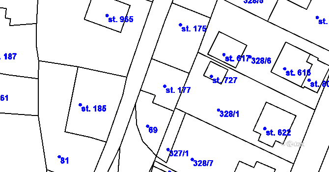 Parcela st. 177 v KÚ Luže, Katastrální mapa