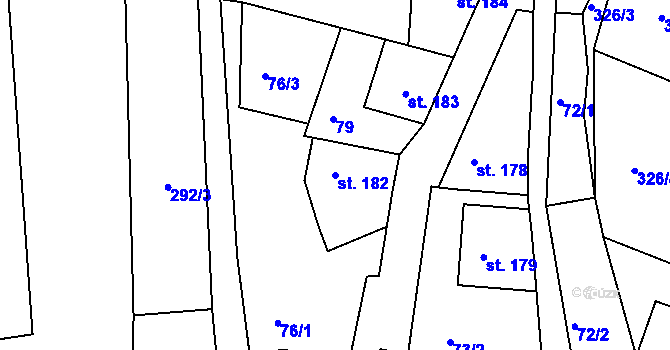 Parcela st. 182 v KÚ Luže, Katastrální mapa