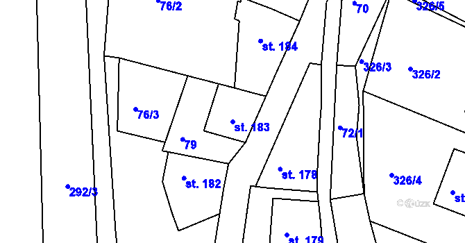 Parcela st. 183 v KÚ Luže, Katastrální mapa