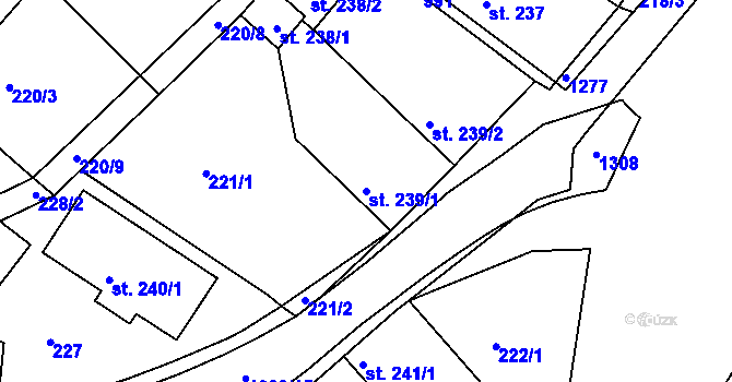 Parcela st. 239/1 v KÚ Luže, Katastrální mapa