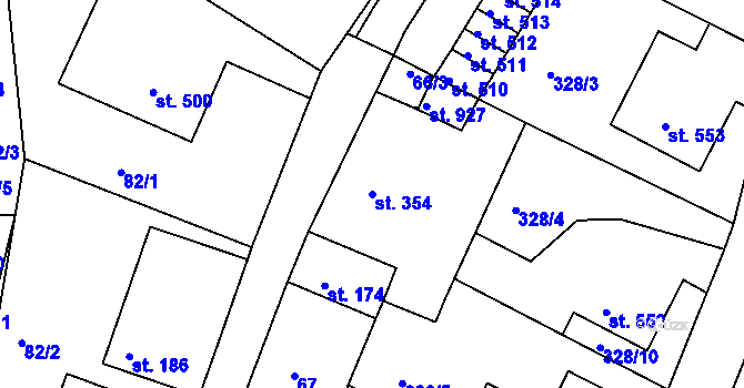 Parcela st. 354 v KÚ Luže, Katastrální mapa