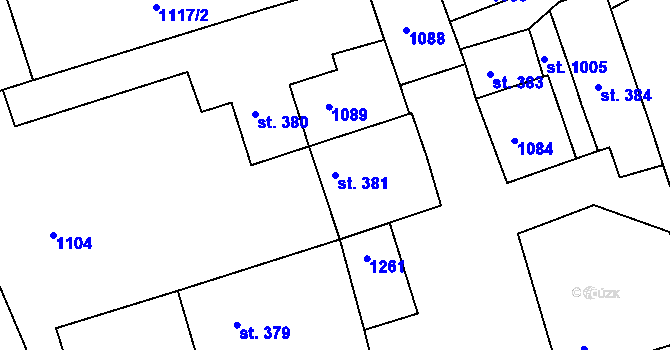 Parcela st. 381 v KÚ Luže, Katastrální mapa