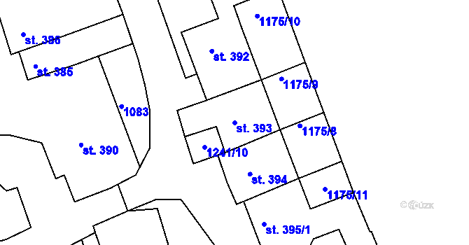 Parcela st. 393 v KÚ Luže, Katastrální mapa
