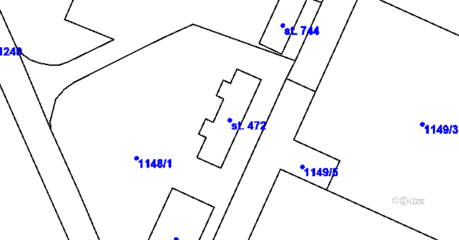 Parcela st. 472 v KÚ Luže, Katastrální mapa