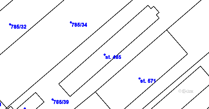 Parcela st. 485 v KÚ Luže, Katastrální mapa