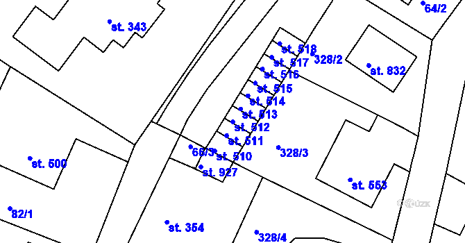 Parcela st. 512 v KÚ Luže, Katastrální mapa