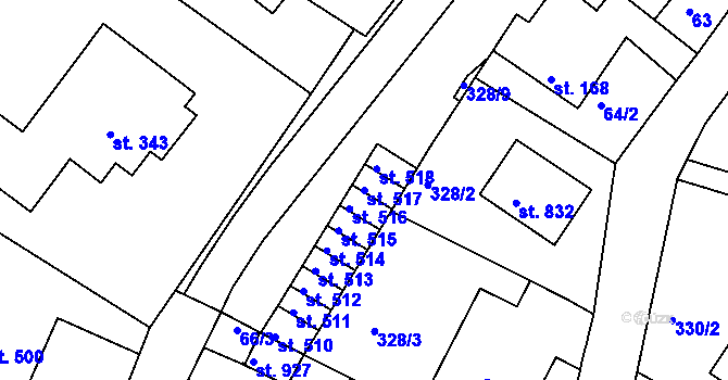Parcela st. 517 v KÚ Luže, Katastrální mapa