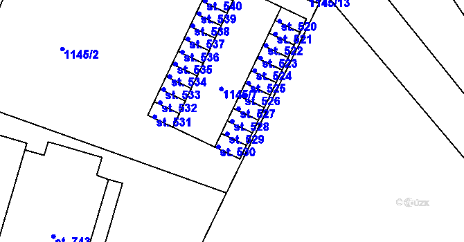 Parcela st. 528 v KÚ Luže, Katastrální mapa