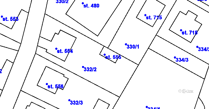 Parcela st. 555 v KÚ Luže, Katastrální mapa