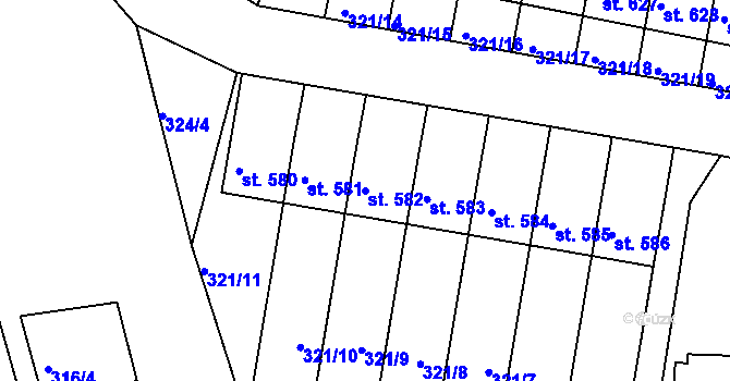 Parcela st. 582 v KÚ Luže, Katastrální mapa