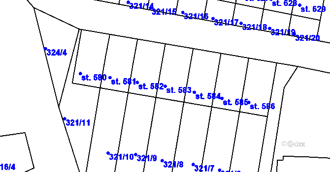 Parcela st. 583 v KÚ Luže, Katastrální mapa