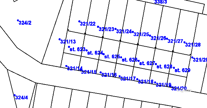 Parcela st. 625 v KÚ Luže, Katastrální mapa