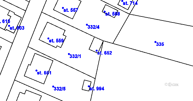 Parcela st. 652 v KÚ Luže, Katastrální mapa