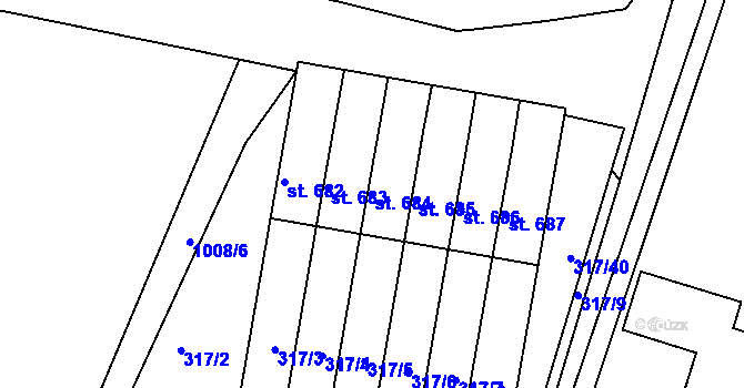 Parcela st. 684 v KÚ Luže, Katastrální mapa