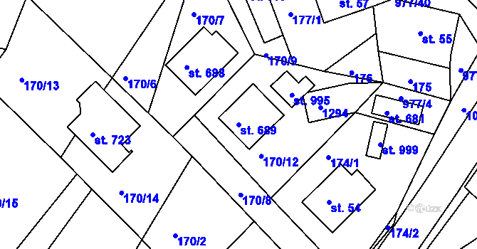 Parcela st. 689 v KÚ Luže, Katastrální mapa