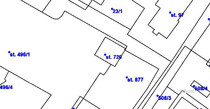 Parcela st. 720 v KÚ Luže, Katastrální mapa