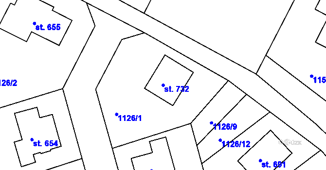 Parcela st. 732 v KÚ Luže, Katastrální mapa