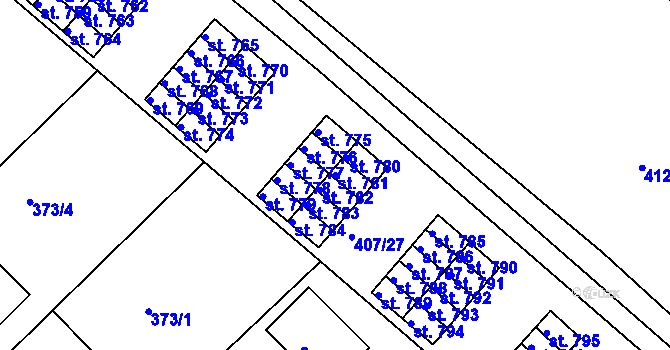 Parcela st. 781 v KÚ Luže, Katastrální mapa