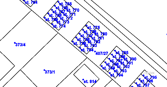 Parcela st. 783 v KÚ Luže, Katastrální mapa