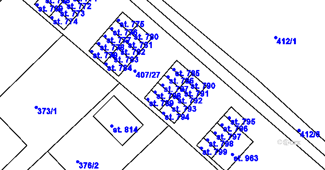 Parcela st. 787 v KÚ Luže, Katastrální mapa