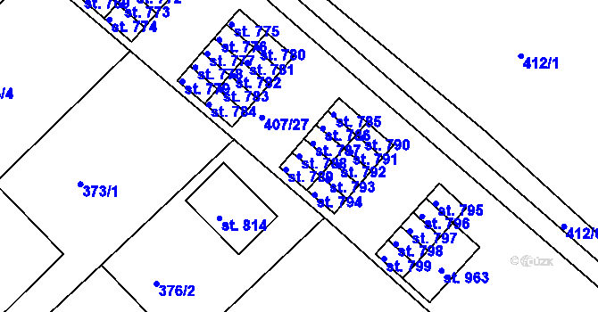 Parcela st. 788 v KÚ Luže, Katastrální mapa