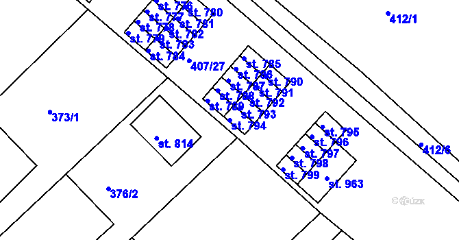 Parcela st. 794 v KÚ Luže, Katastrální mapa