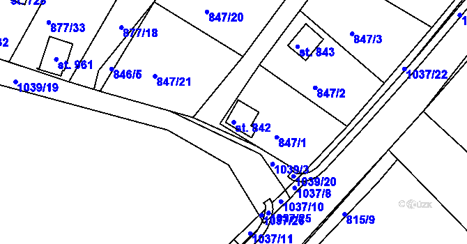 Parcela st. 842 v KÚ Luže, Katastrální mapa