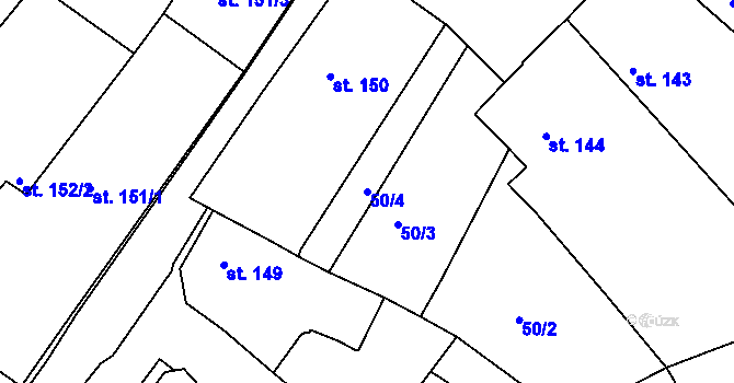 Parcela st. 50/4 v KÚ Luže, Katastrální mapa