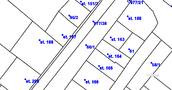 Parcela st. 66/1 v KÚ Luže, Katastrální mapa