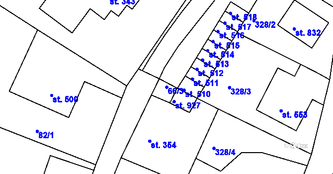 Parcela st. 66/3 v KÚ Luže, Katastrální mapa