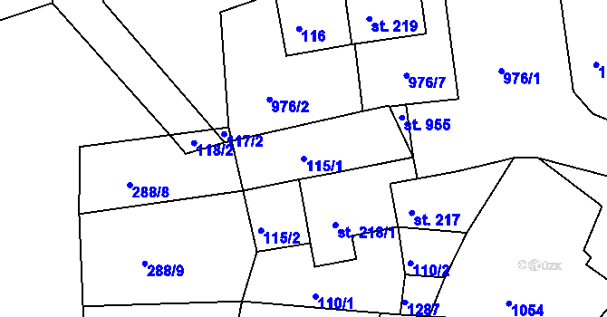 Parcela st. 115/1 v KÚ Luže, Katastrální mapa