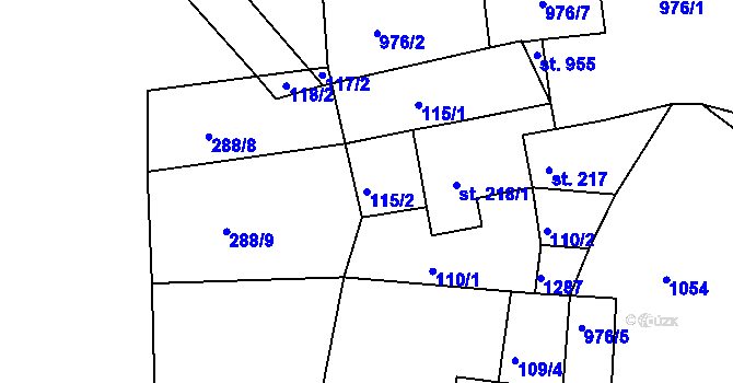 Parcela st. 115/2 v KÚ Luže, Katastrální mapa