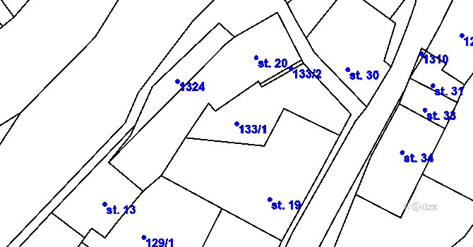 Parcela st. 133/1 v KÚ Luže, Katastrální mapa