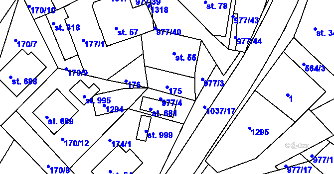 Parcela st. 175 v KÚ Luže, Katastrální mapa