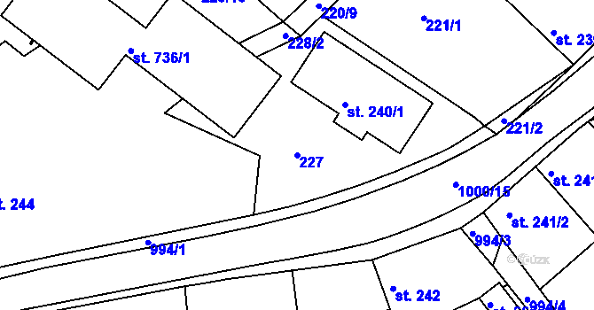 Parcela st. 227 v KÚ Luže, Katastrální mapa