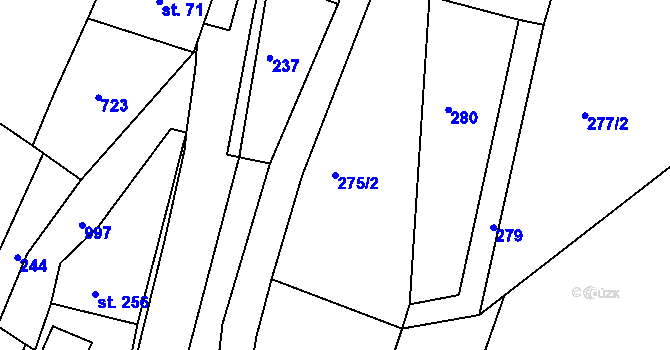 Parcela st. 275/2 v KÚ Luže, Katastrální mapa