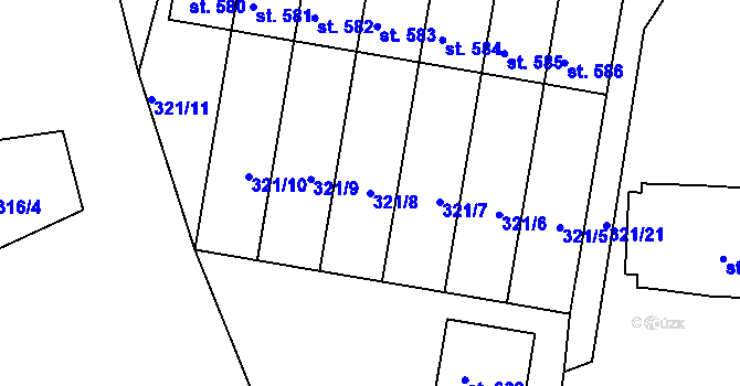 Parcela st. 321/8 v KÚ Luže, Katastrální mapa