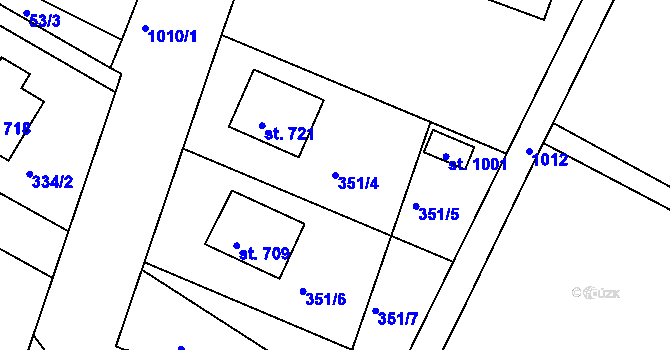 Parcela st. 351/4 v KÚ Luže, Katastrální mapa