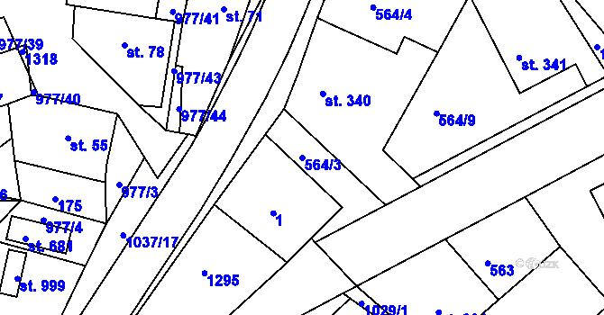 Parcela st. 564/3 v KÚ Luže, Katastrální mapa