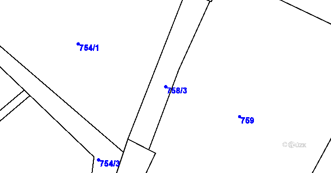 Parcela st. 758/3 v KÚ Luže, Katastrální mapa