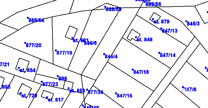 Parcela st. 846/4 v KÚ Luže, Katastrální mapa
