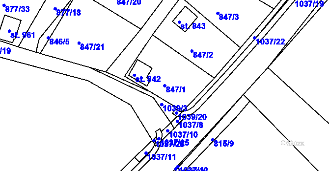 Parcela st. 847/1 v KÚ Luže, Katastrální mapa