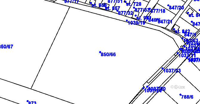 Parcela st. 850/66 v KÚ Luže, Katastrální mapa