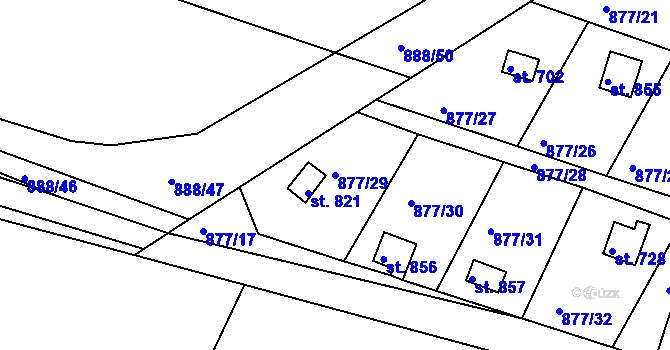 Parcela st. 877/29 v KÚ Luže, Katastrální mapa