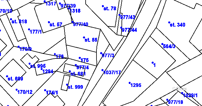 Parcela st. 977/3 v KÚ Luže, Katastrální mapa